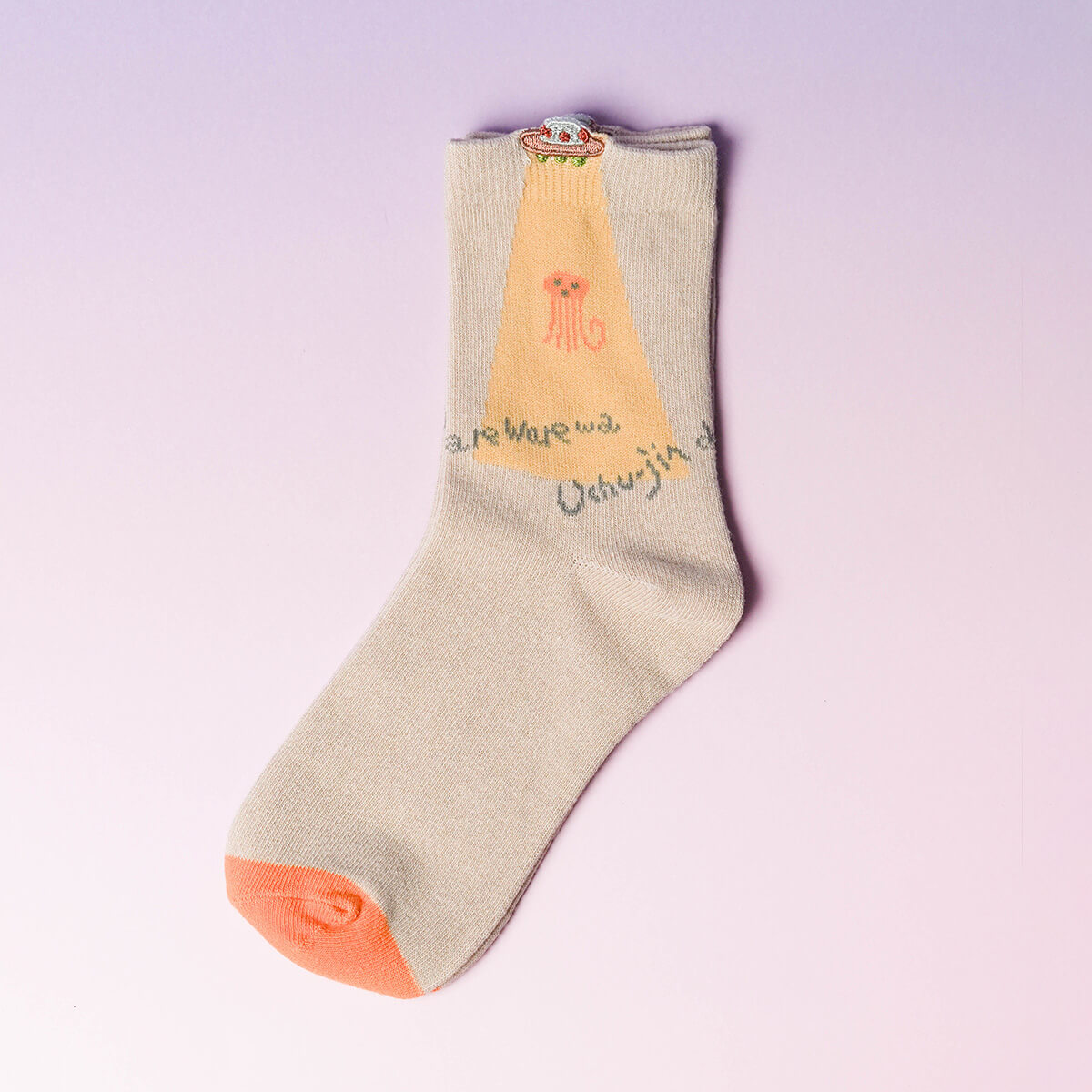 くせ強/1Pソックス ライトベージュ(宇宙船)