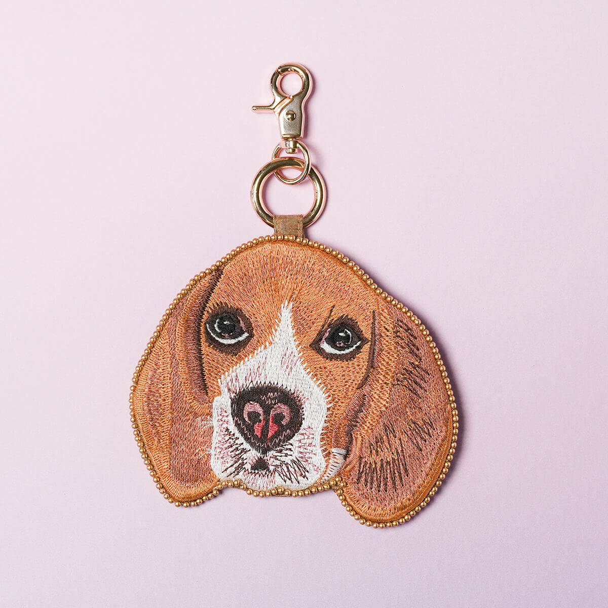 ドッグ刺繍 キーポーチ バッグチャーム