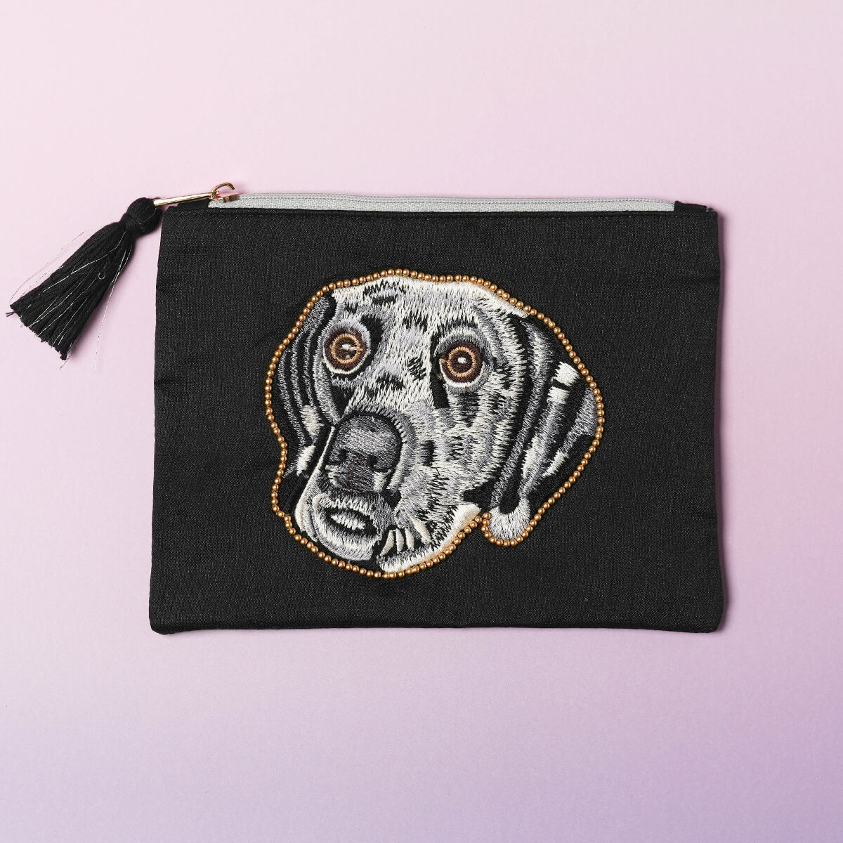 ドッグ刺繍 ポーチ