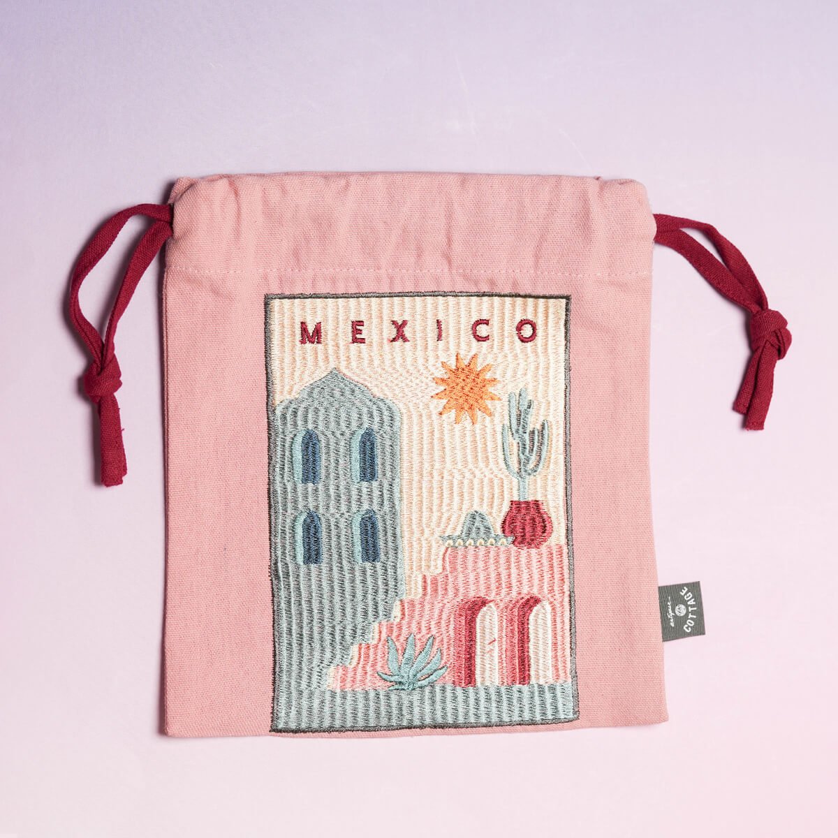 ワールドトリップ刺繍巾着