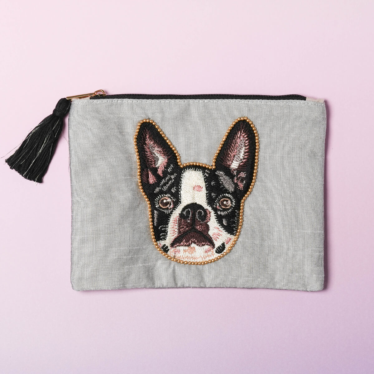 ドッグ刺繍 ポーチ