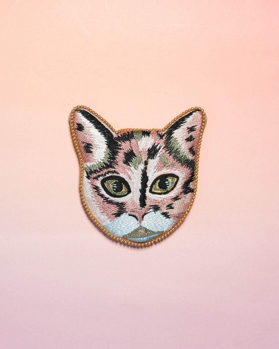 cat embroidery mirror