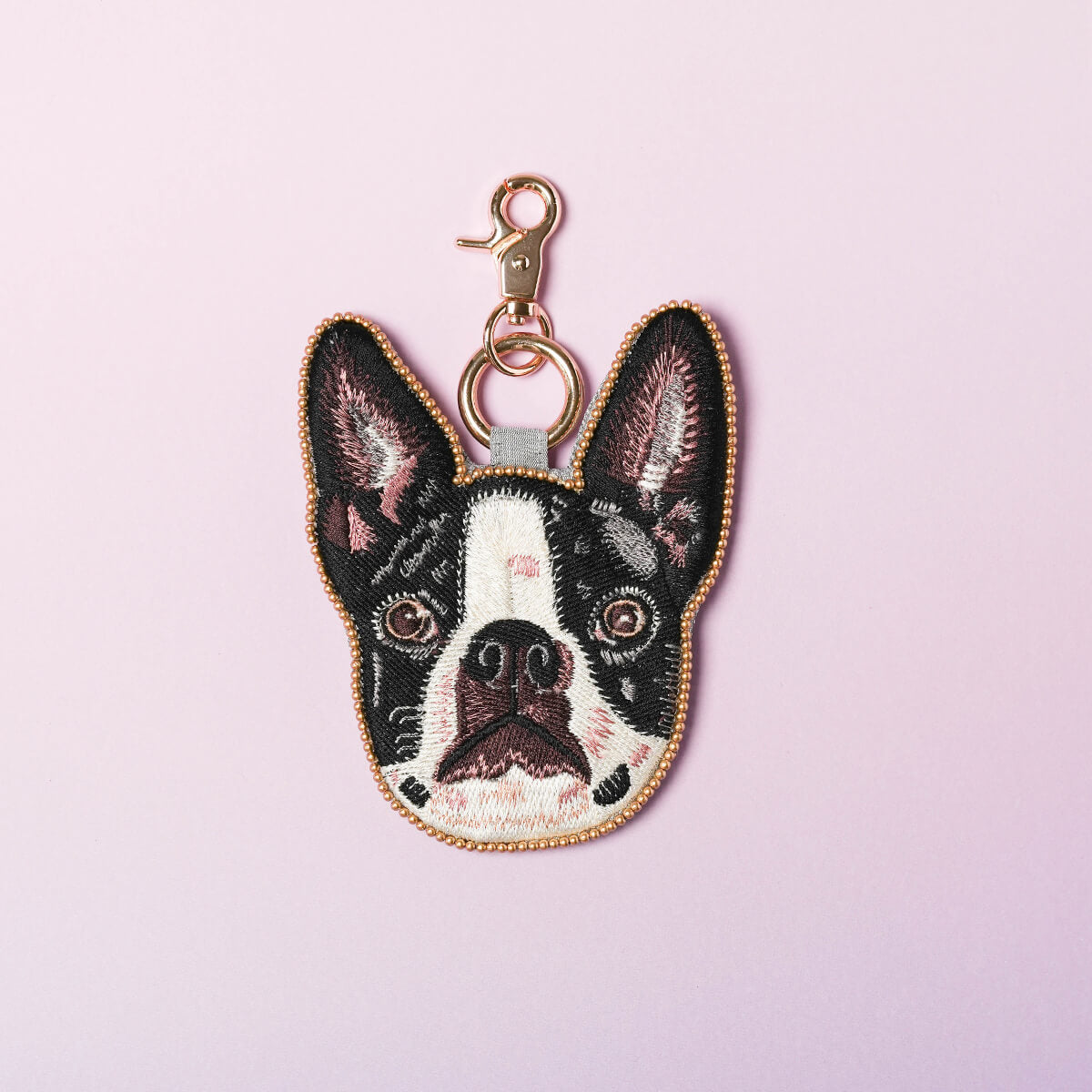 ドッグ刺繍 キーポーチ バッグチャーム