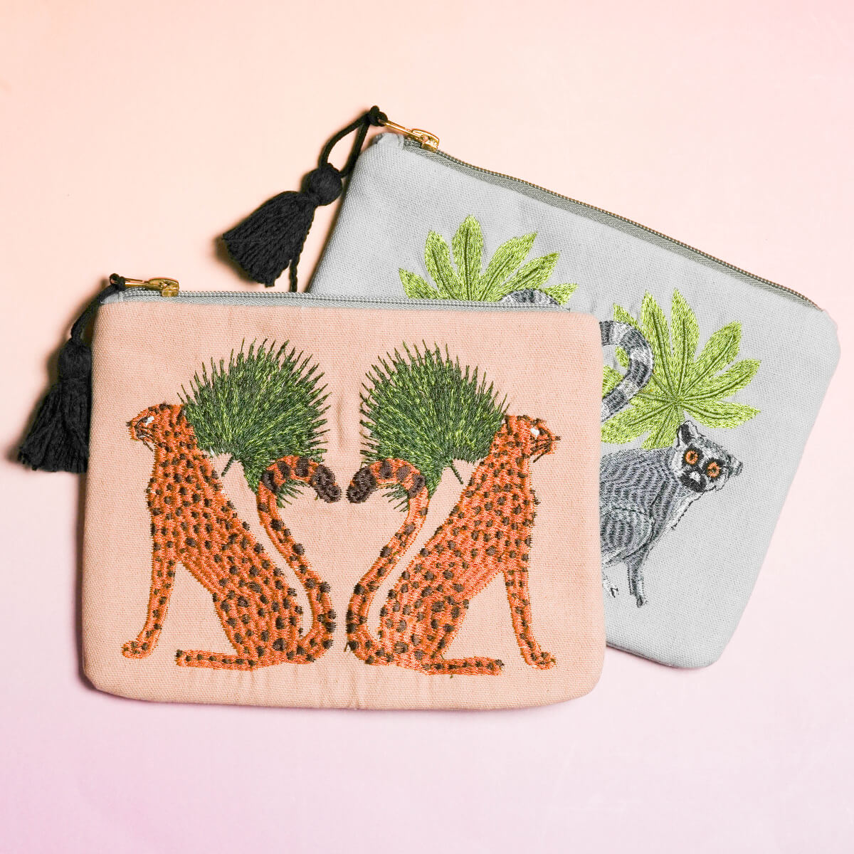 アニマル刺繍ポーチ(L)