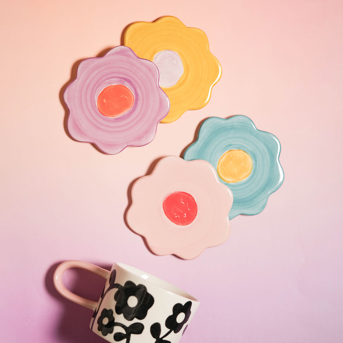 Stoneware Floral Coasters(コースター)