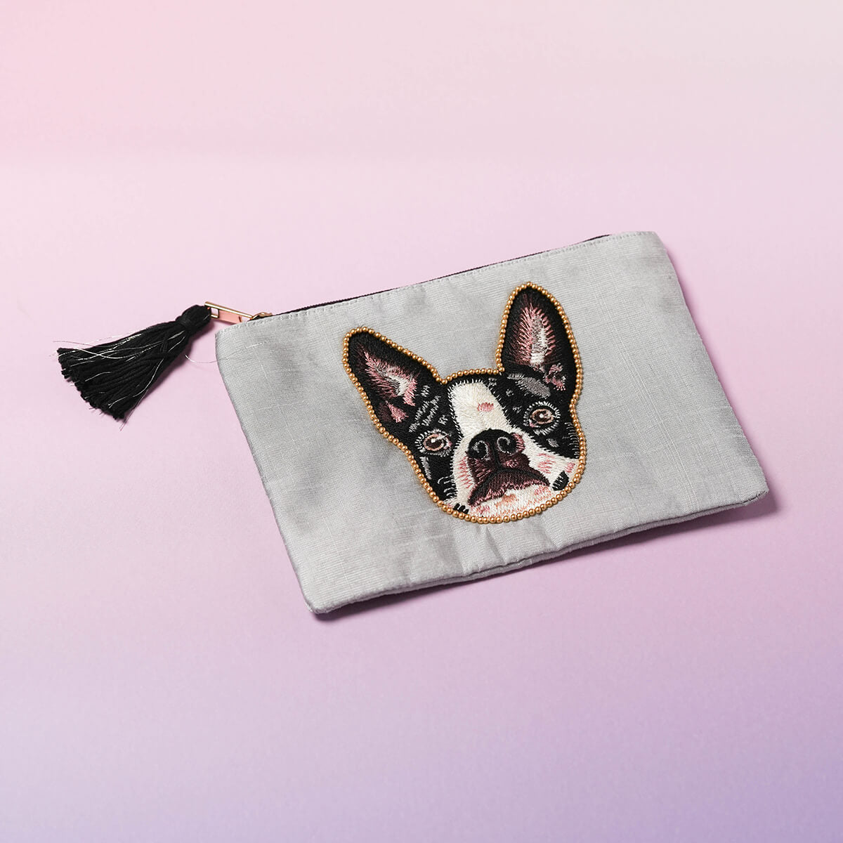 ドッグ刺繍 ポーチ