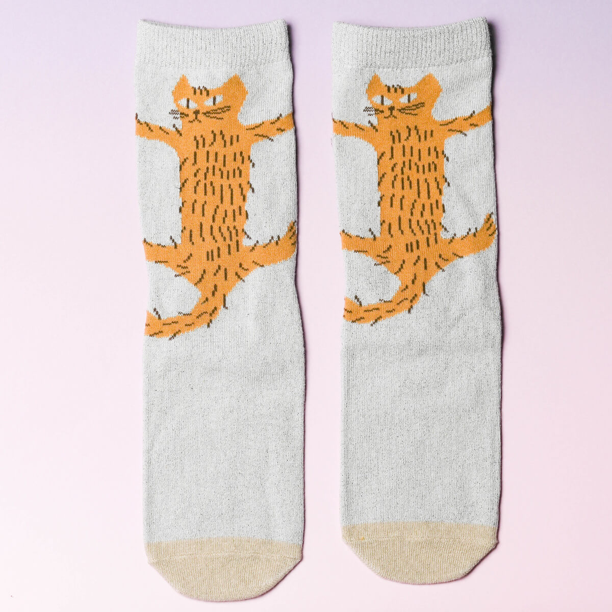 くせ強/1Pソックス ライトグレー(つかまり猫)