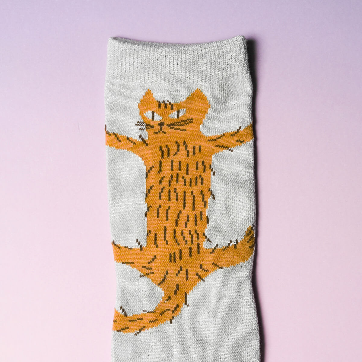 くせ強/1Pソックス ライトグレー(つかまり猫)