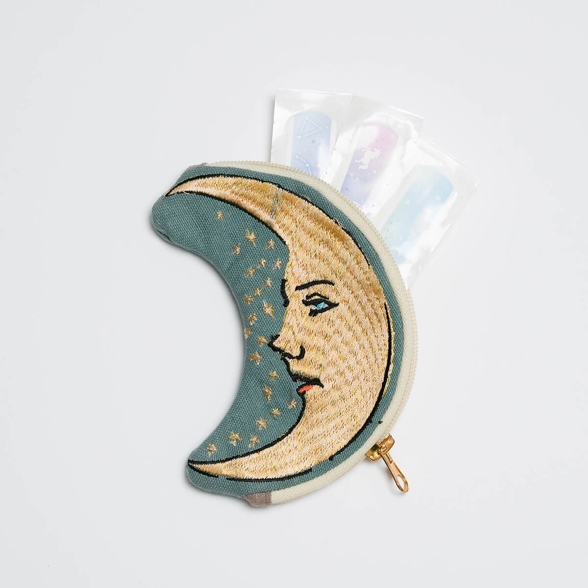 moon embroidery pouch