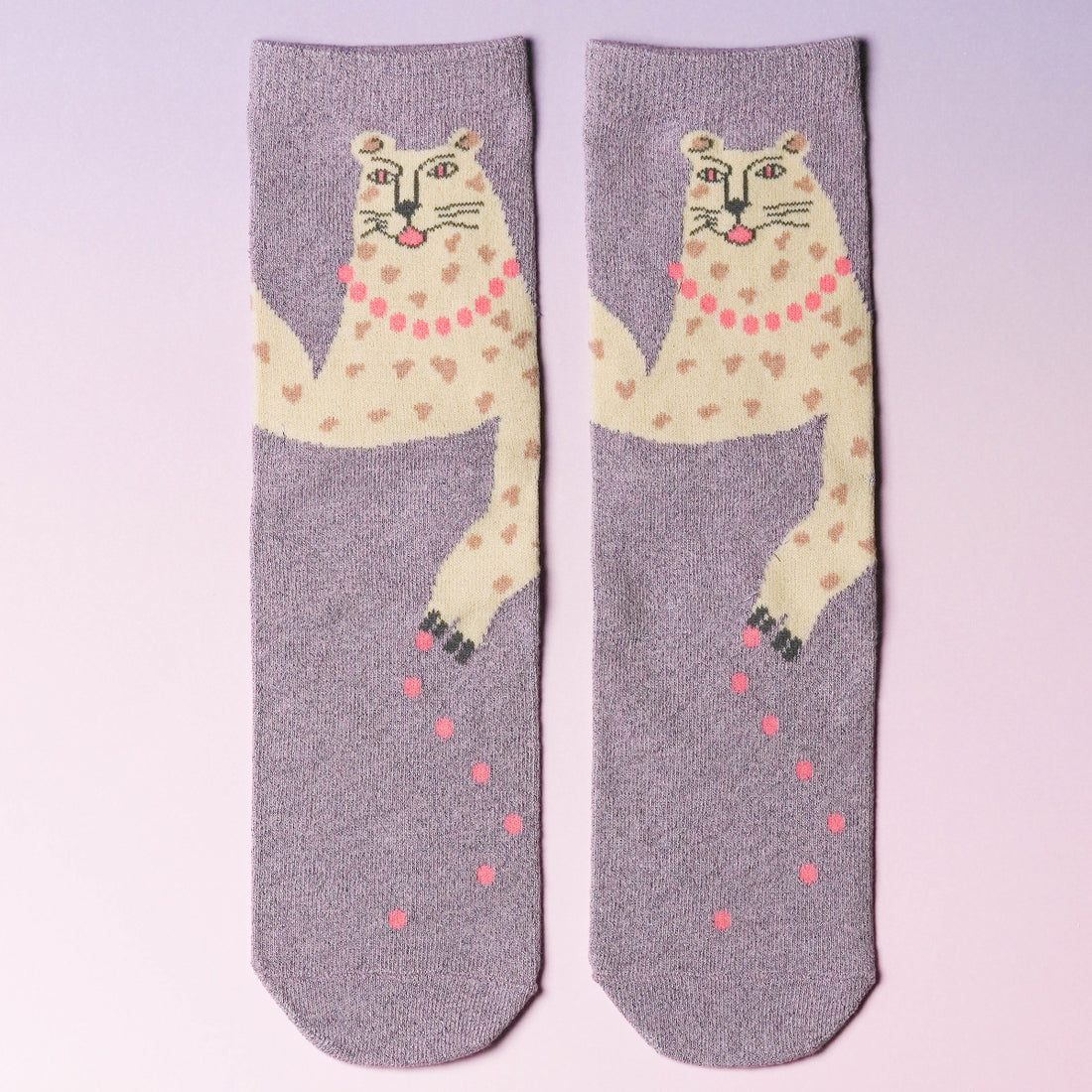 くせ強／1Pソックス ラベンダー(ガオヒョウ)