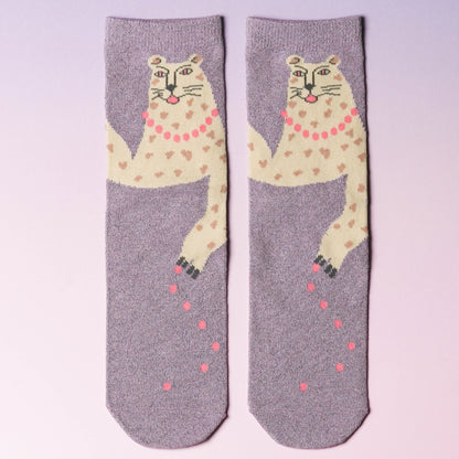 くせ強／1Pソックス ラベンダー(ガオヒョウ)