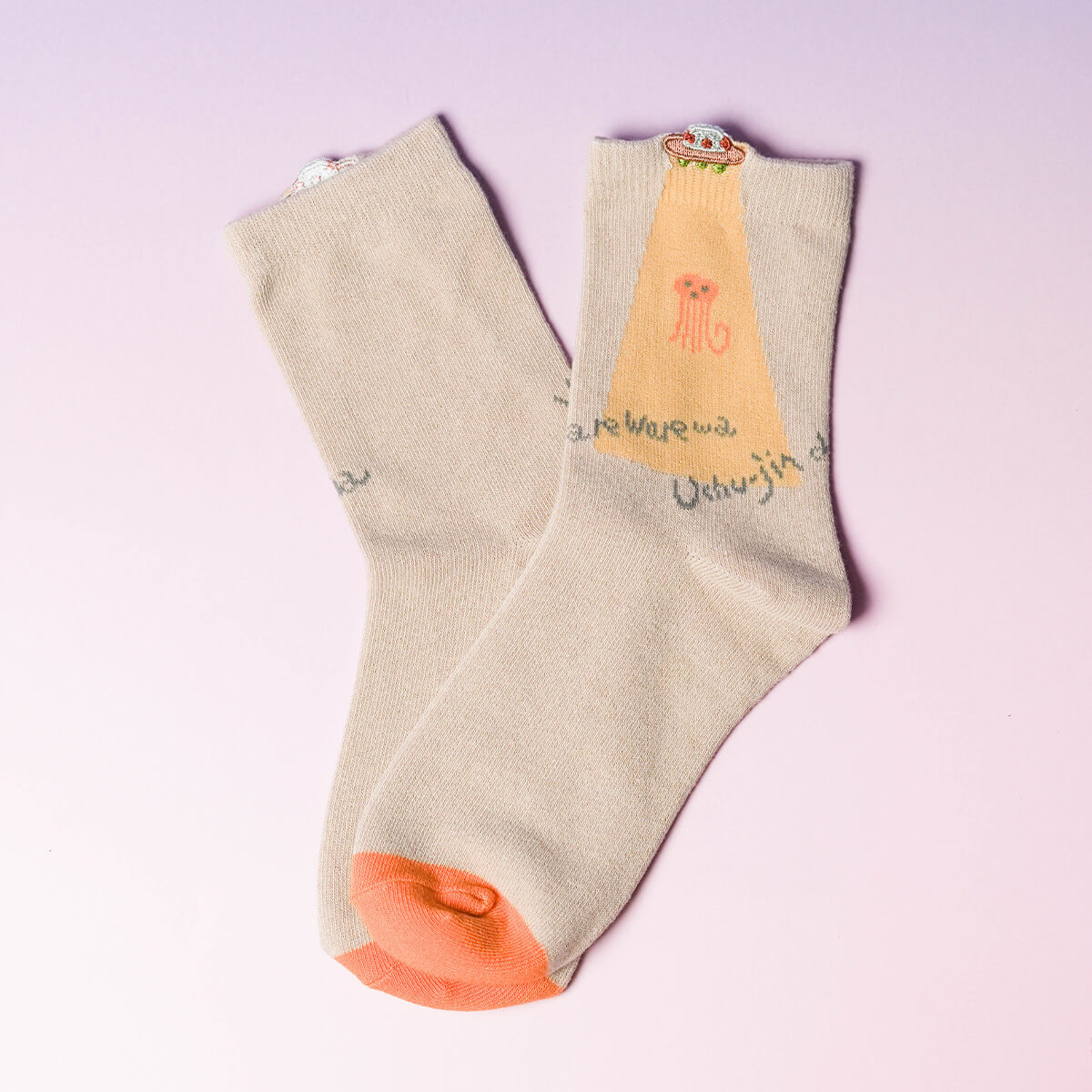 くせ強／1Pソックス ライトベージュ(宇宙船)