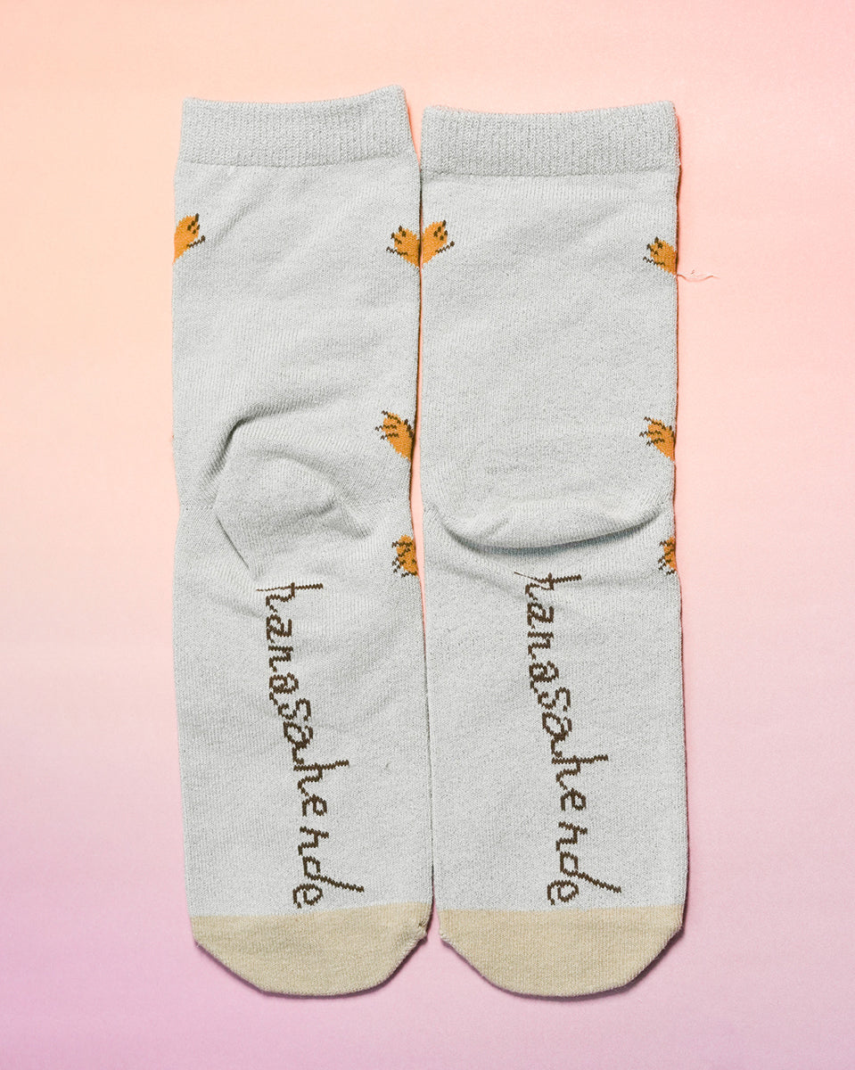【50%OFF】くせ強／1Pソックス ライトグレー(つかまり猫) 訳あり