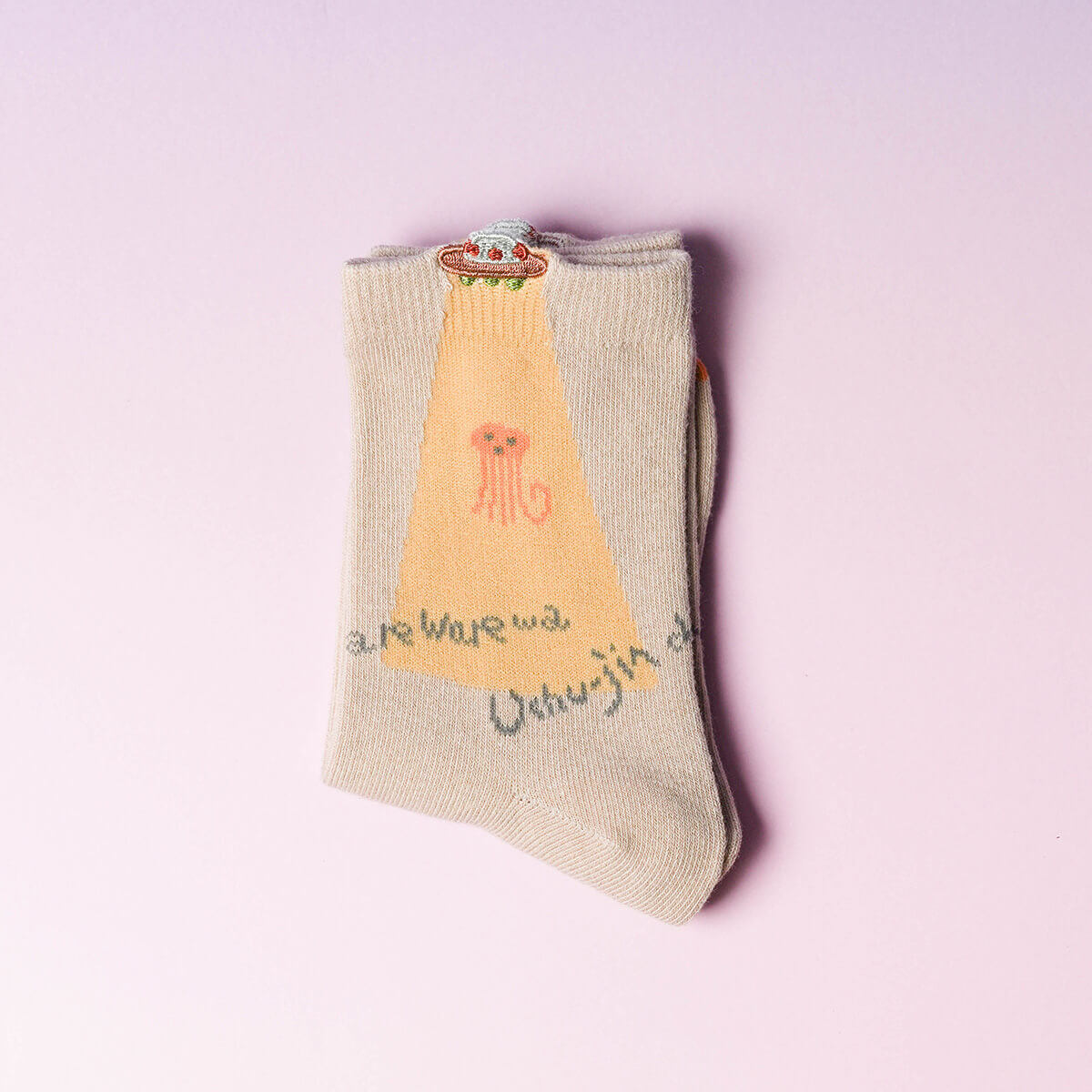 くせ強／1Pソックス ライトベージュ(宇宙船)