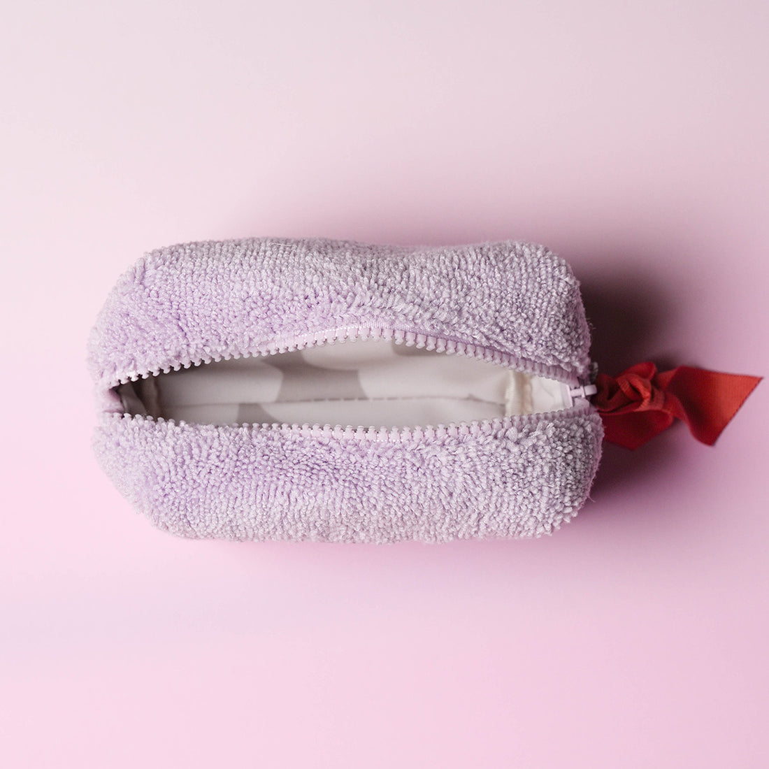 Lilac Towelling Mini Cube cosmetic Bag