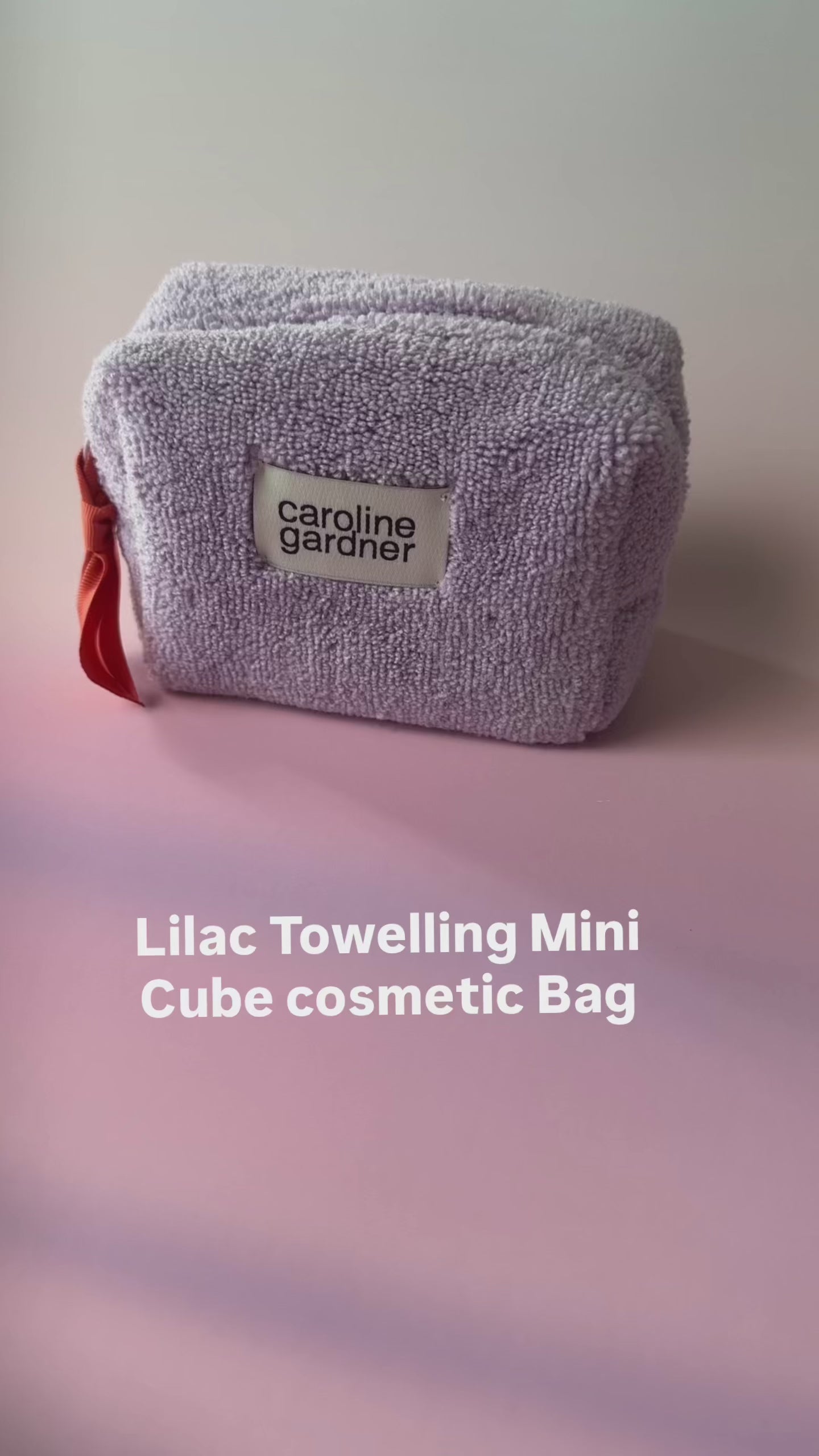 Caroline Gardner】Lilac Towelling Mini Cube cosmetic Bag | 小さな
