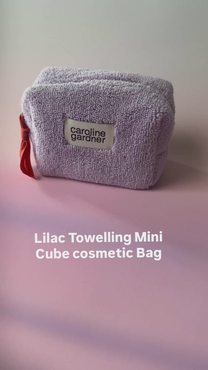 Lilac Towelling Mini Cube cosmetic Bag
