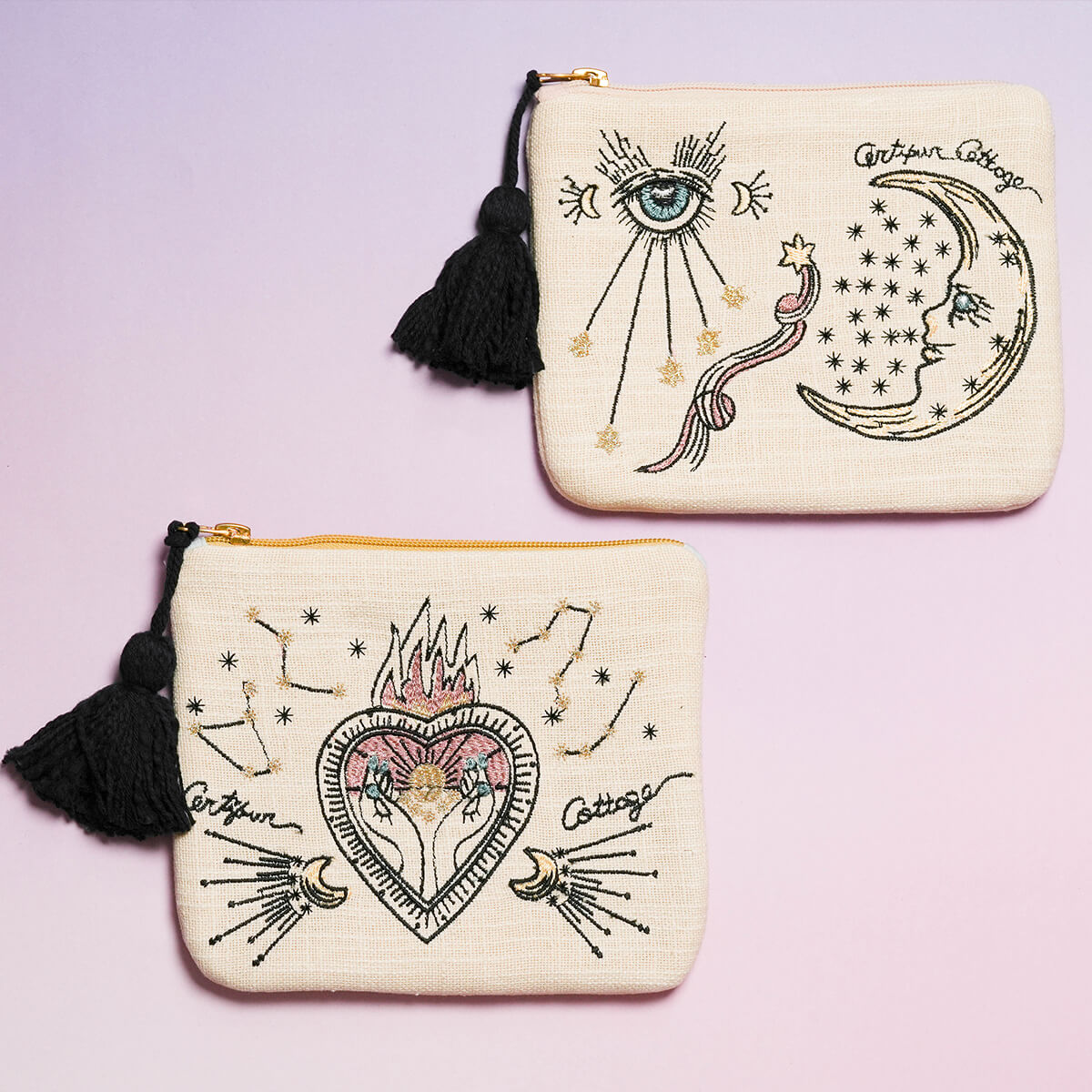 コズミック刺繍ポーチ