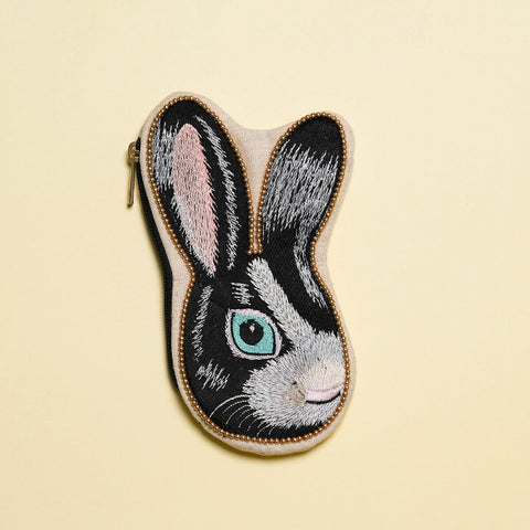rabbit embroidery pouch