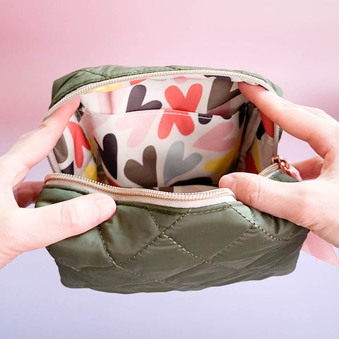 Quilted cosmetic pouch