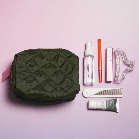 Quilted cosmetic pouch