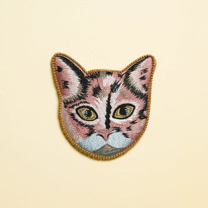 キャット刺繍ミラー