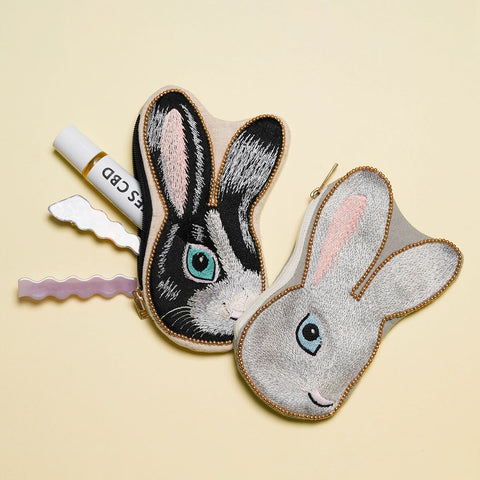 rabbit embroidery pouch