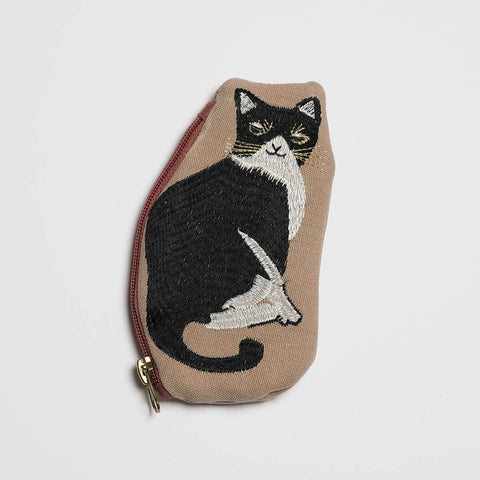 cat embroidery pouch